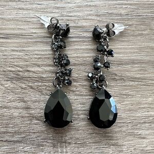 Black Crystal Drop Earrings - New without tags